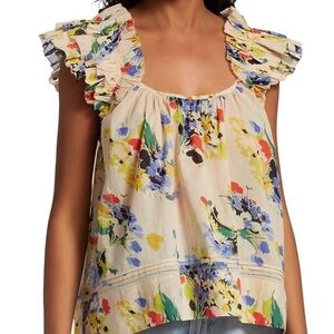 THE GREAT. Dove Flutter Sleeve Blouse